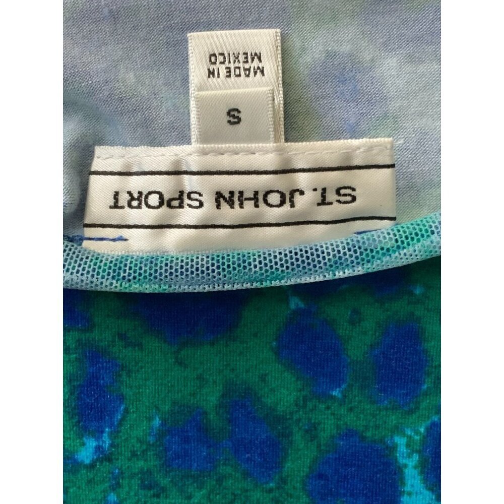 St John Sport spandex blend blue camouflage short sleeve pullover tunic Small - Picture 5 of 10